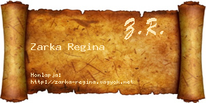 Zarka Regina névjegykártya